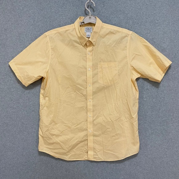 L.L. Bean Other - LL BEAN Men's L Regular Traditional Fit Short Sleeve Button Down Yellow Check